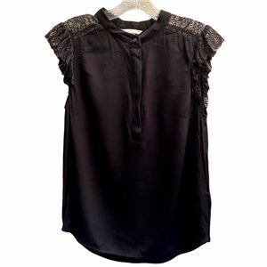 H&M WOMENS BLACK CREW NECK BLOUSE TOP SIZE 6
